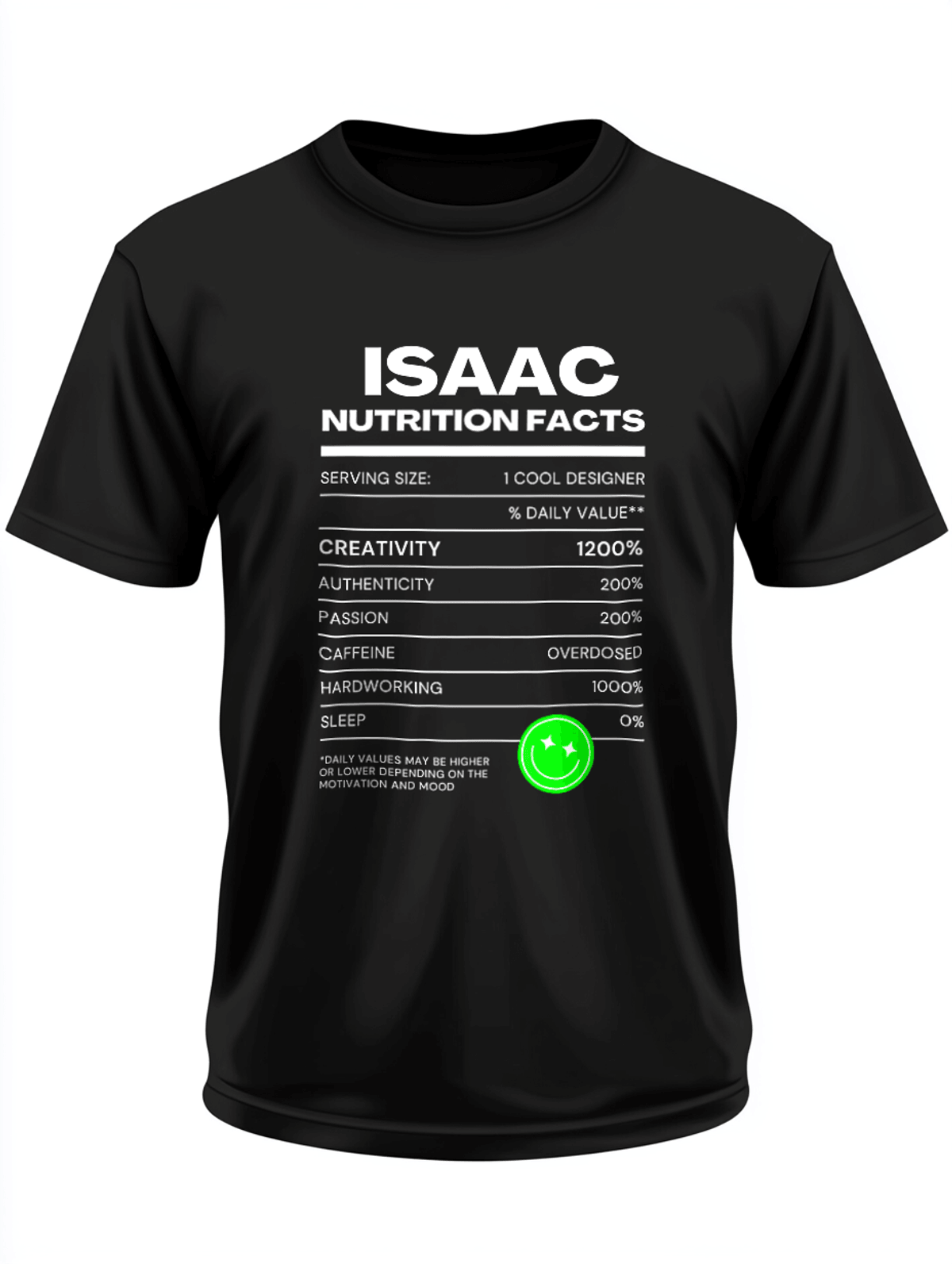 ISAAC's Nutrition Facts Themed T-Shirt