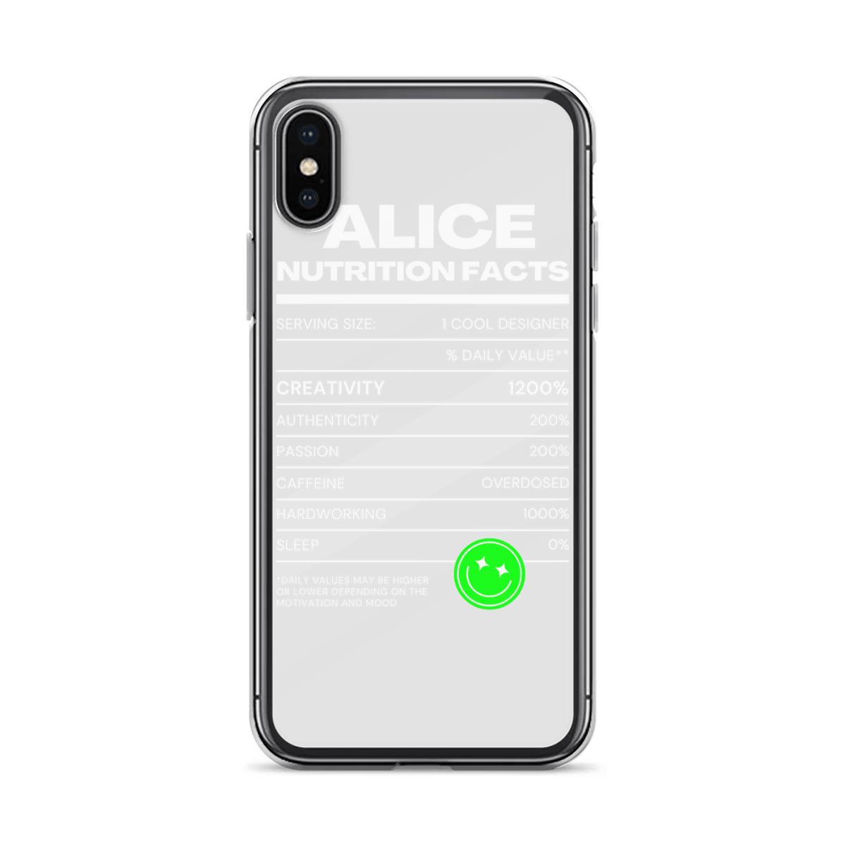 ALICE Nutrition Facts Personalized Phone Case