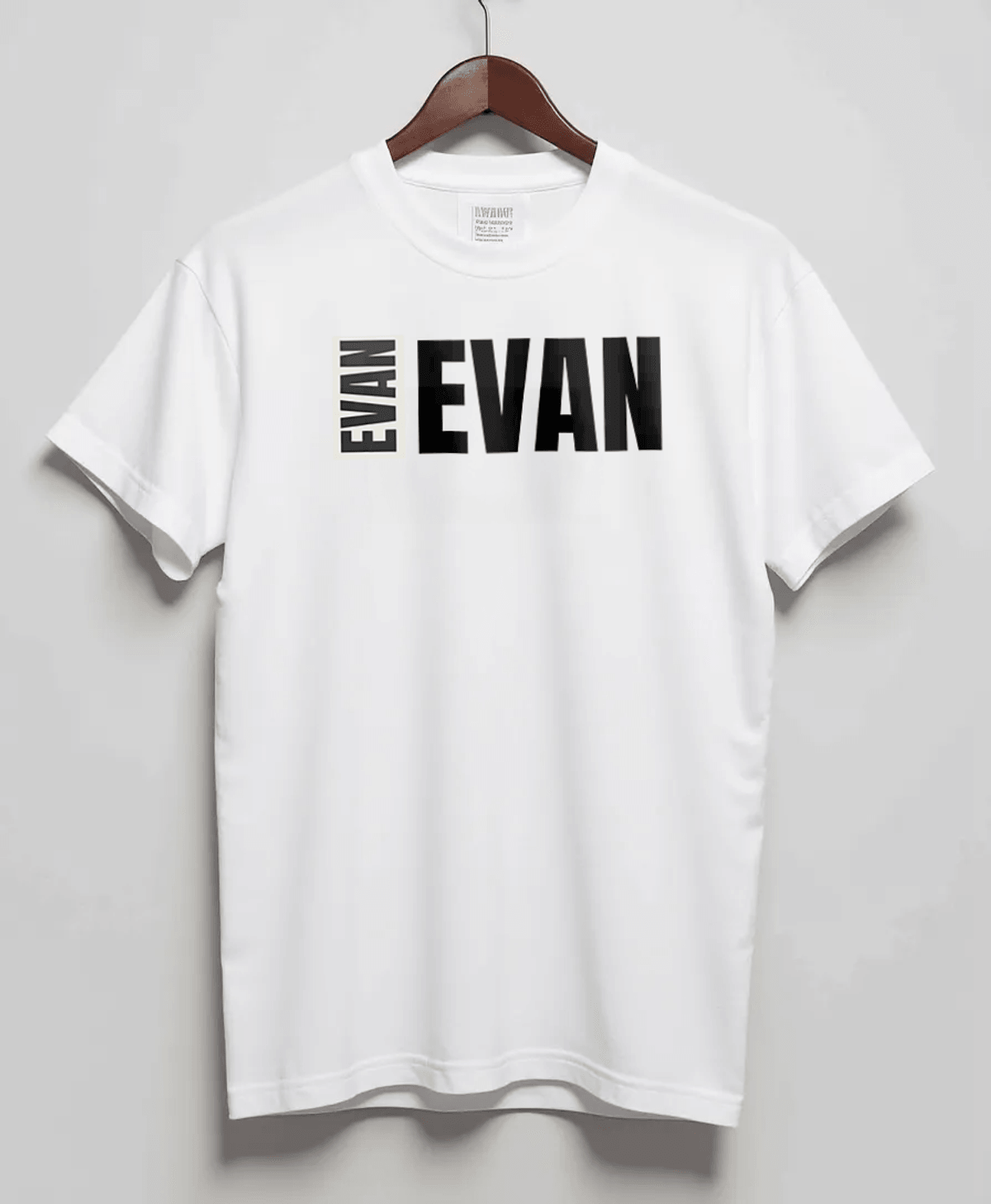 Personalized "EVAN" Designer T-Shirt in Elegant Black and Grey