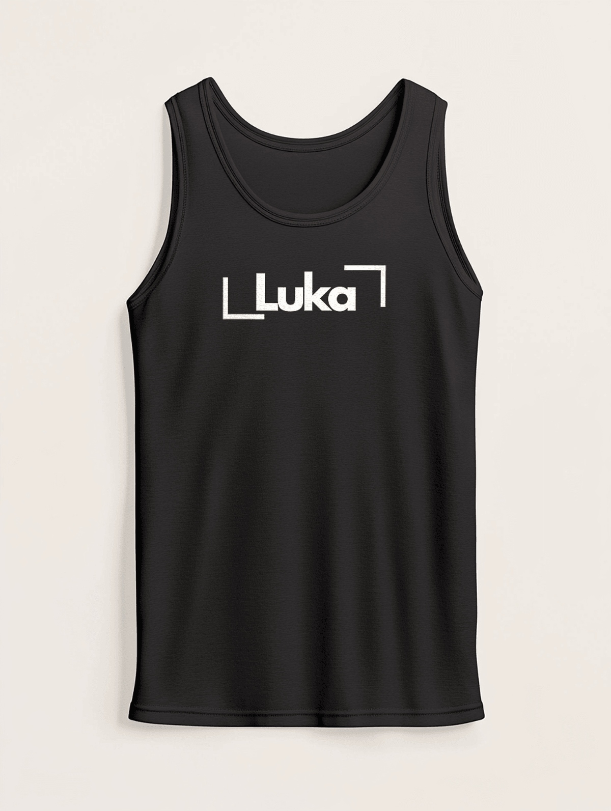 Personalized "LUKA" Tank Top: Black & Modern Minimalist Design
