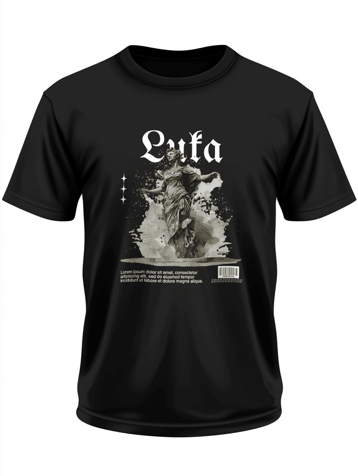 Personalized LUKA Black T-Shirt with Modern Sculpture Design