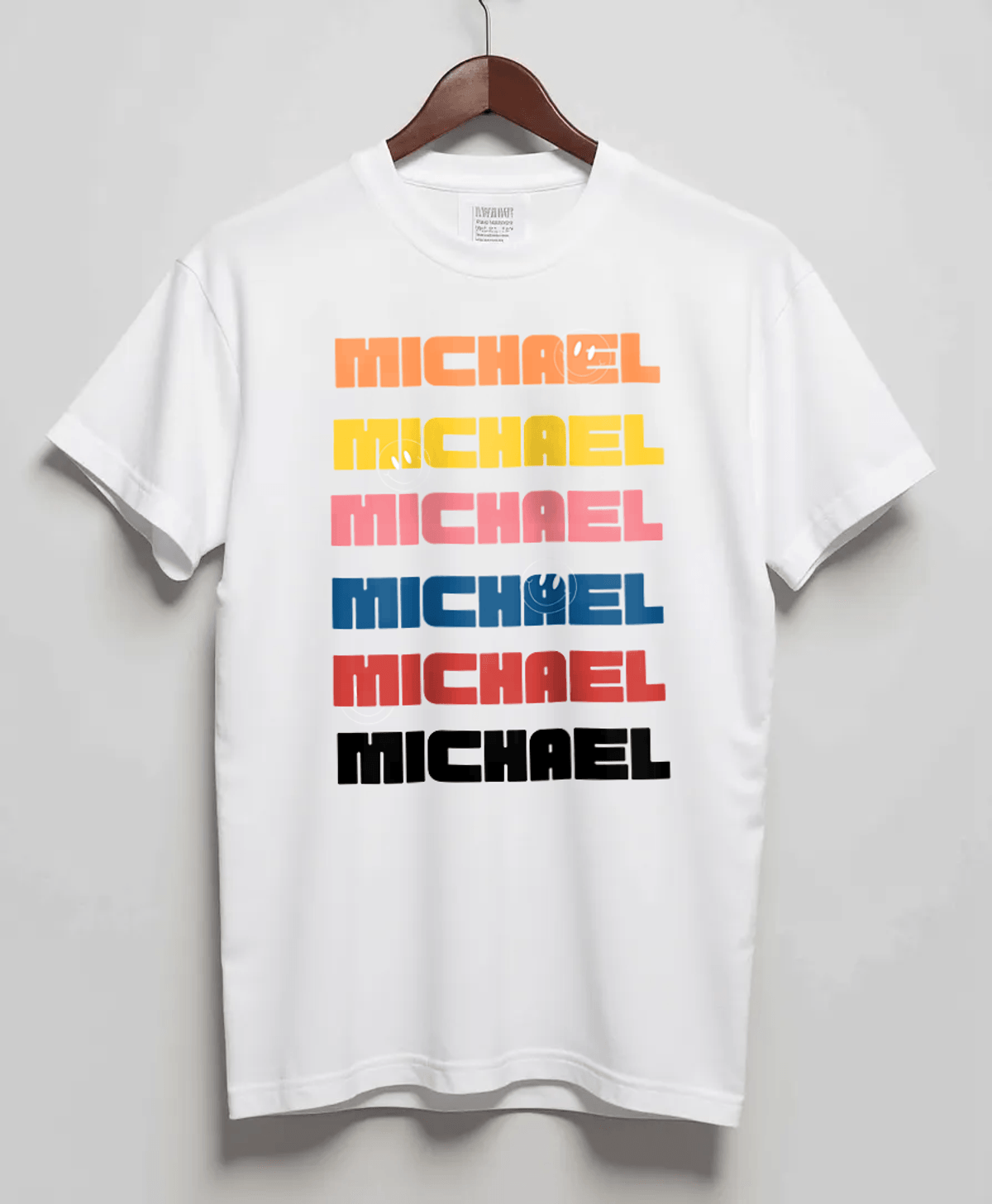 MICHAEL Personalized Multi-Color Text T-Shirt