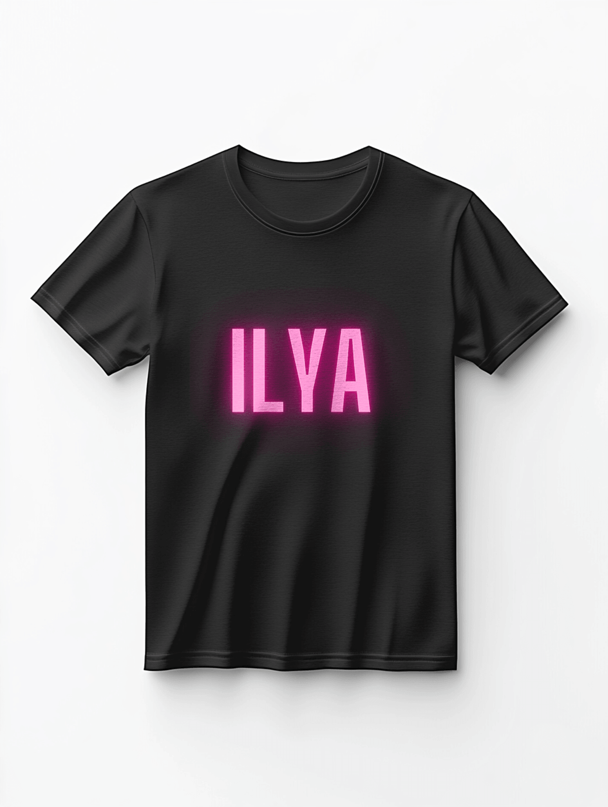 Personalized ILYA's Bold "ILYA" T-Shirt in Vibrant Pink & Green