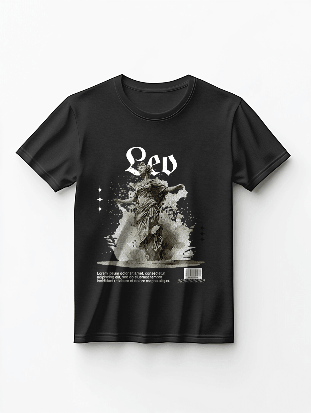 LEO" Personalized Black T-Shirt with Unique Artistic Design - Customize with LEO
