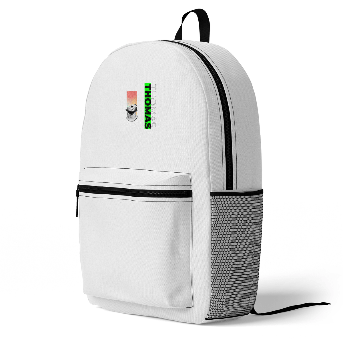 THOMAS Personalized White Backpack - Sleek Design