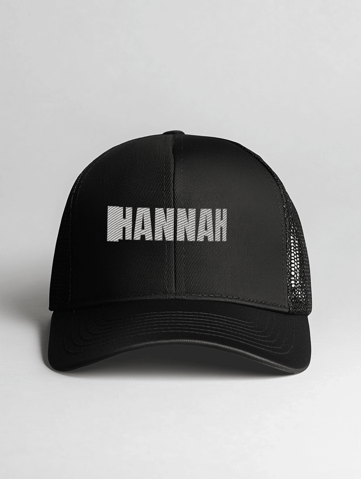 HANNAH Personalized Black Cap - Classic Mesh Design