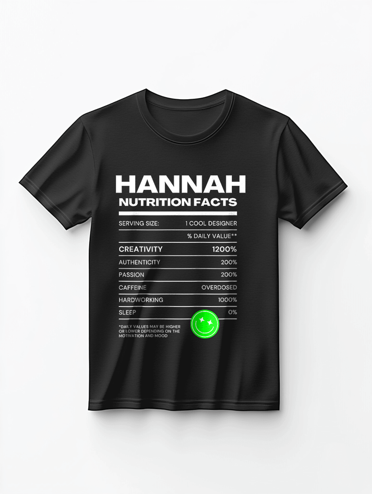 HANNAH's Personalized Nutrition Facts T-Shirt