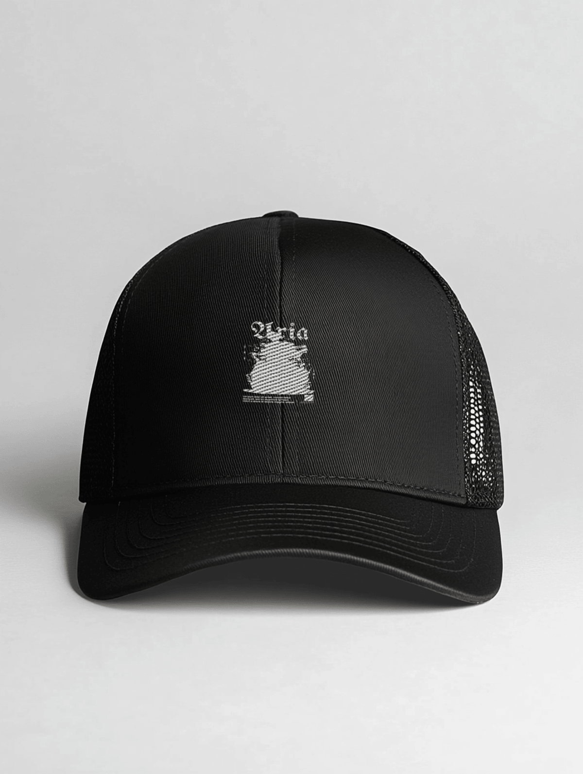 Stylish Personalized Black Cap with Unique ARIA Print Design