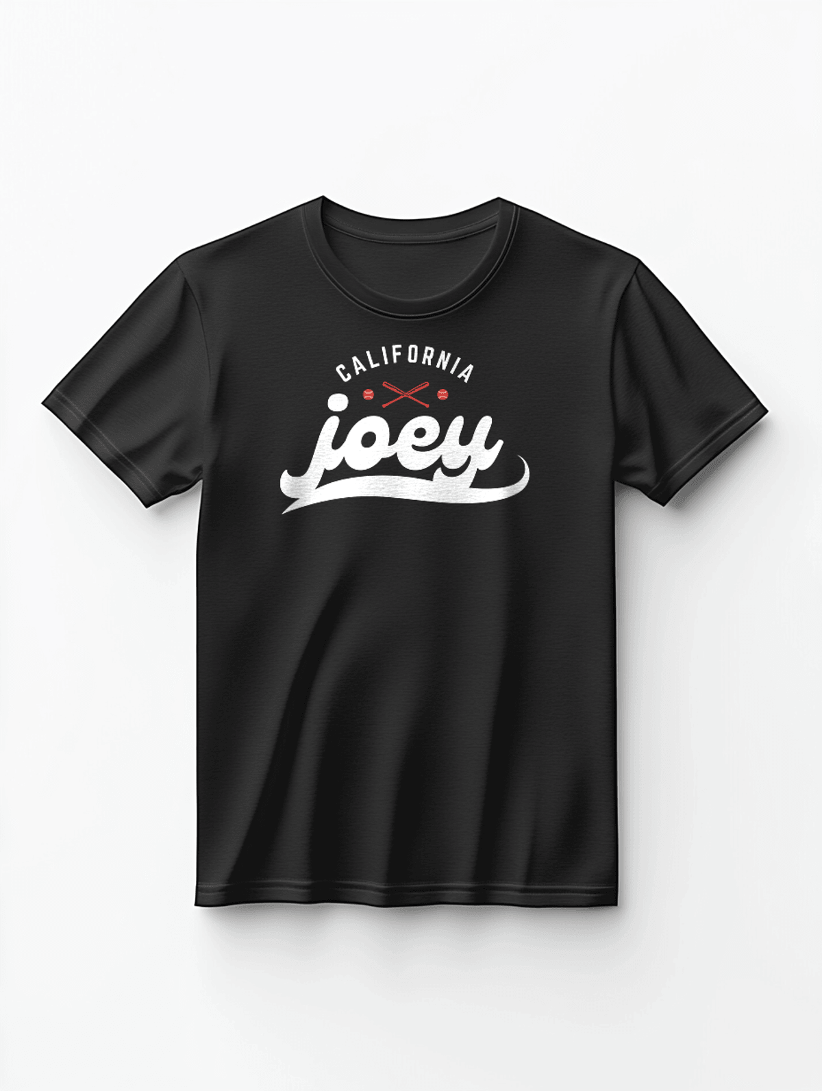 Personalized "California JOEY" T-Shirt - Premium Black with Red Accents