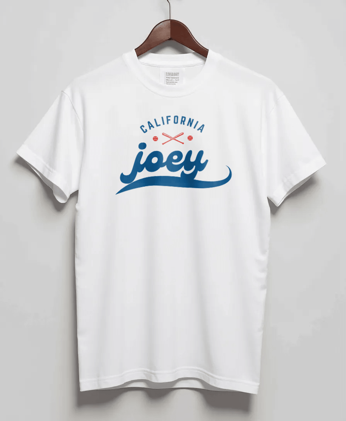 Personalized JOEY White T-Shirt: 'JOEY' & 'California' Design