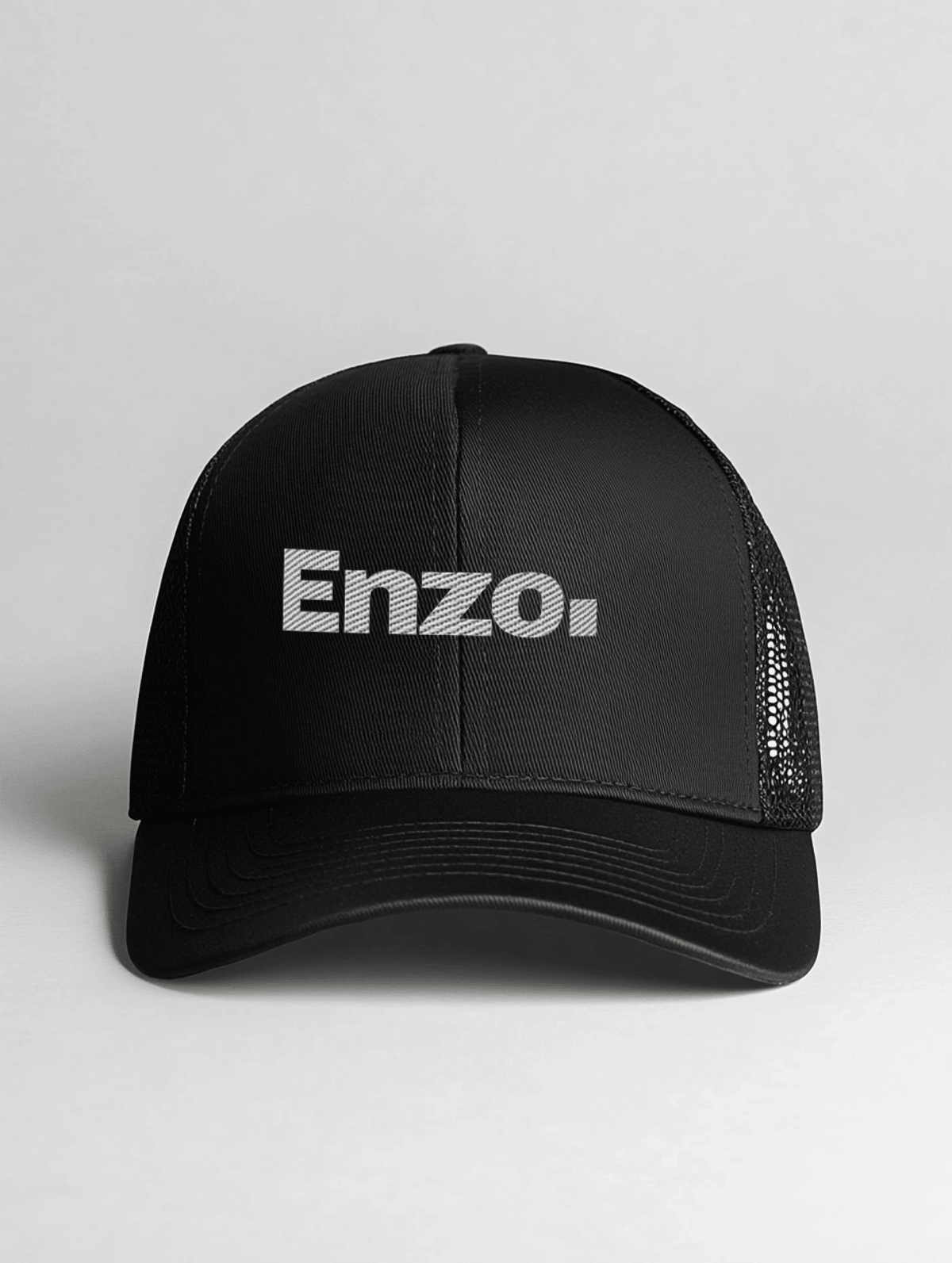 ENZO's Personalized Black Mesh Trucker Hat - Minimalist Design
