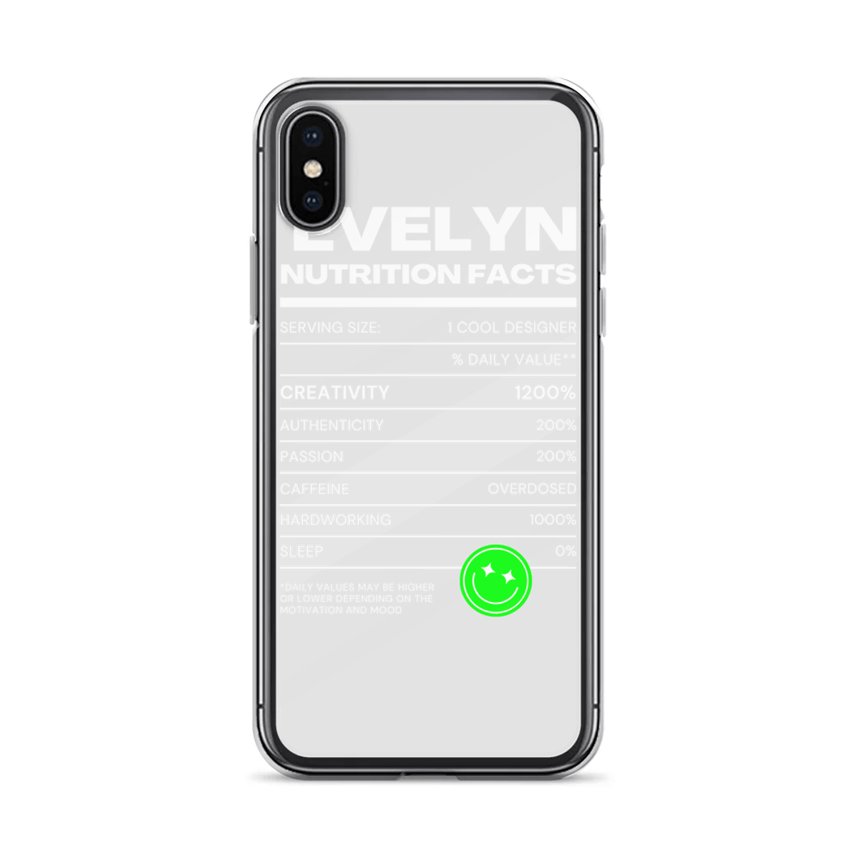 EVELYN Nutrition Facts Personalized Phone Case