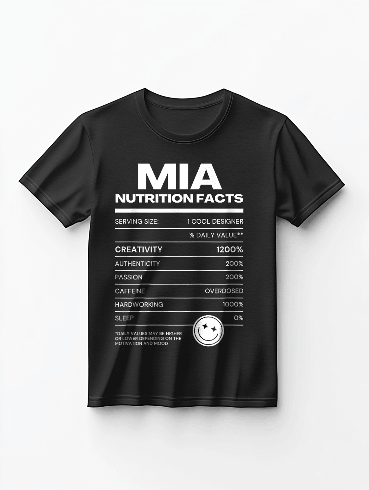 Personalized MIA Nutrition-Label Graphic Tee