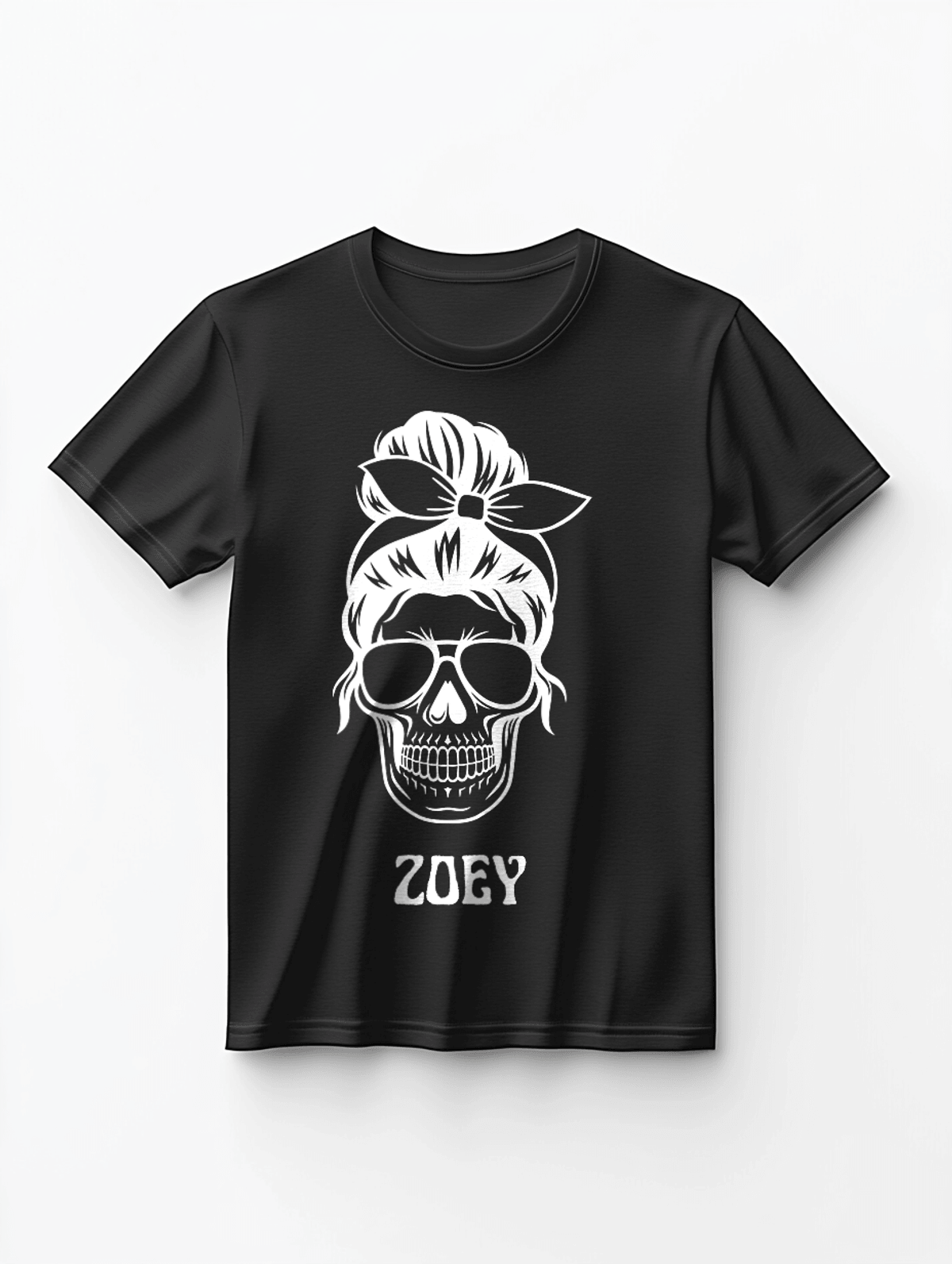 Personalized ZOEY Skull Illustration T-Shirt
