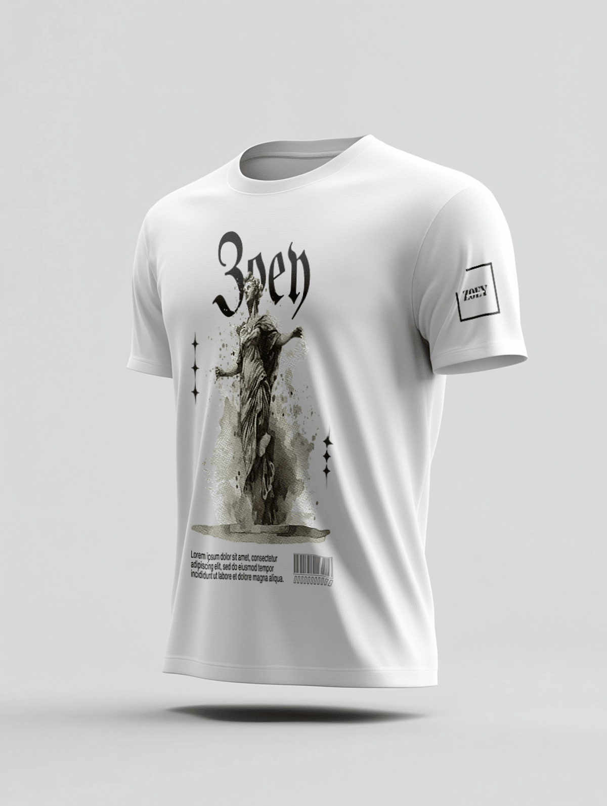 Personalized ZOEY T-Shirt with Artistic Statue Design