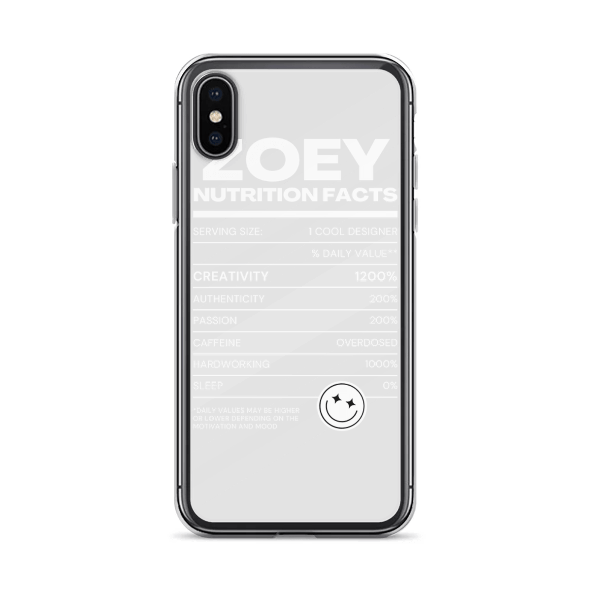 Personalized ZOEY Nutrition Facts Phone Case