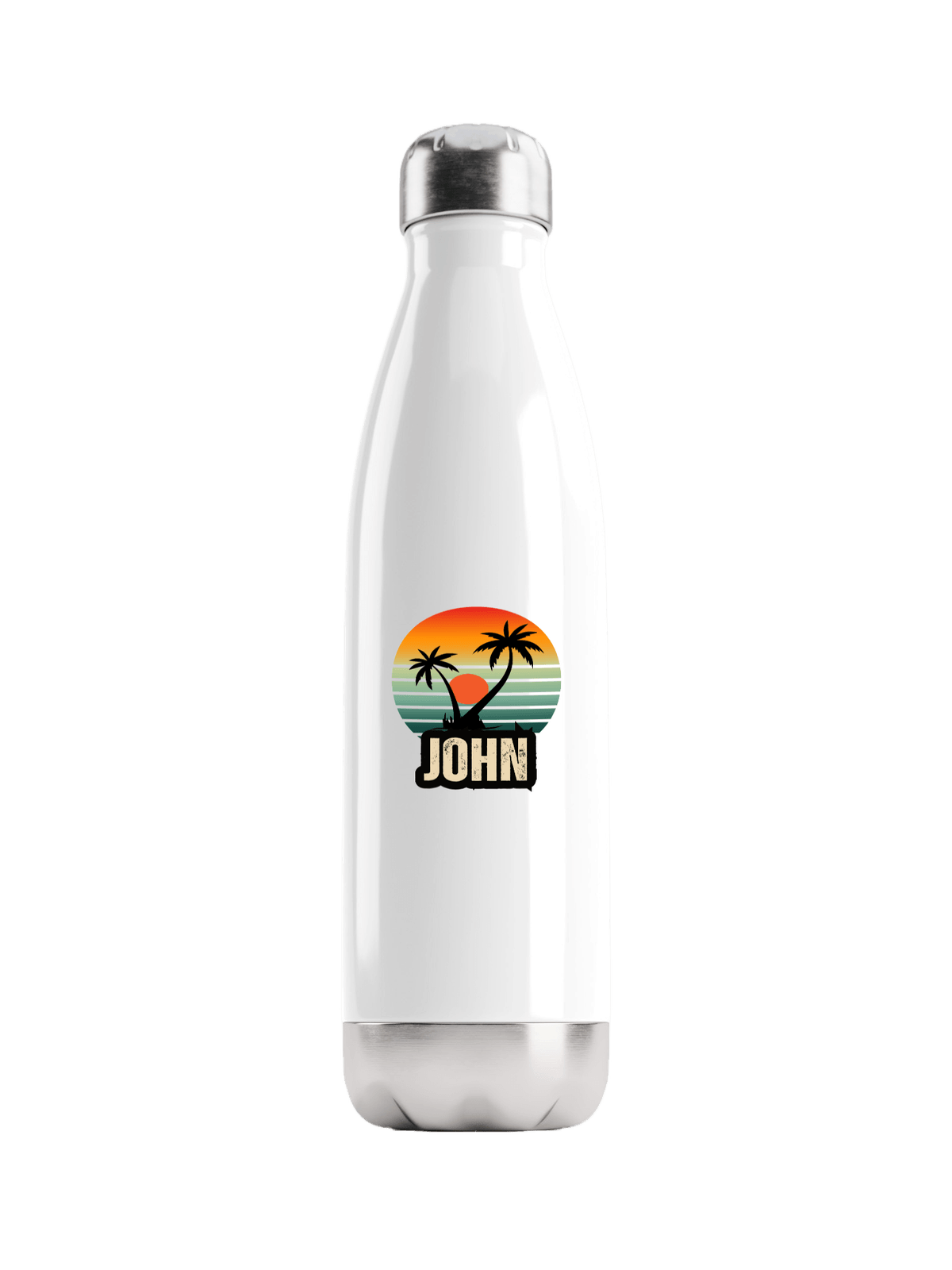 Personalized JOHN Water Bottle with Retro Sunset Design