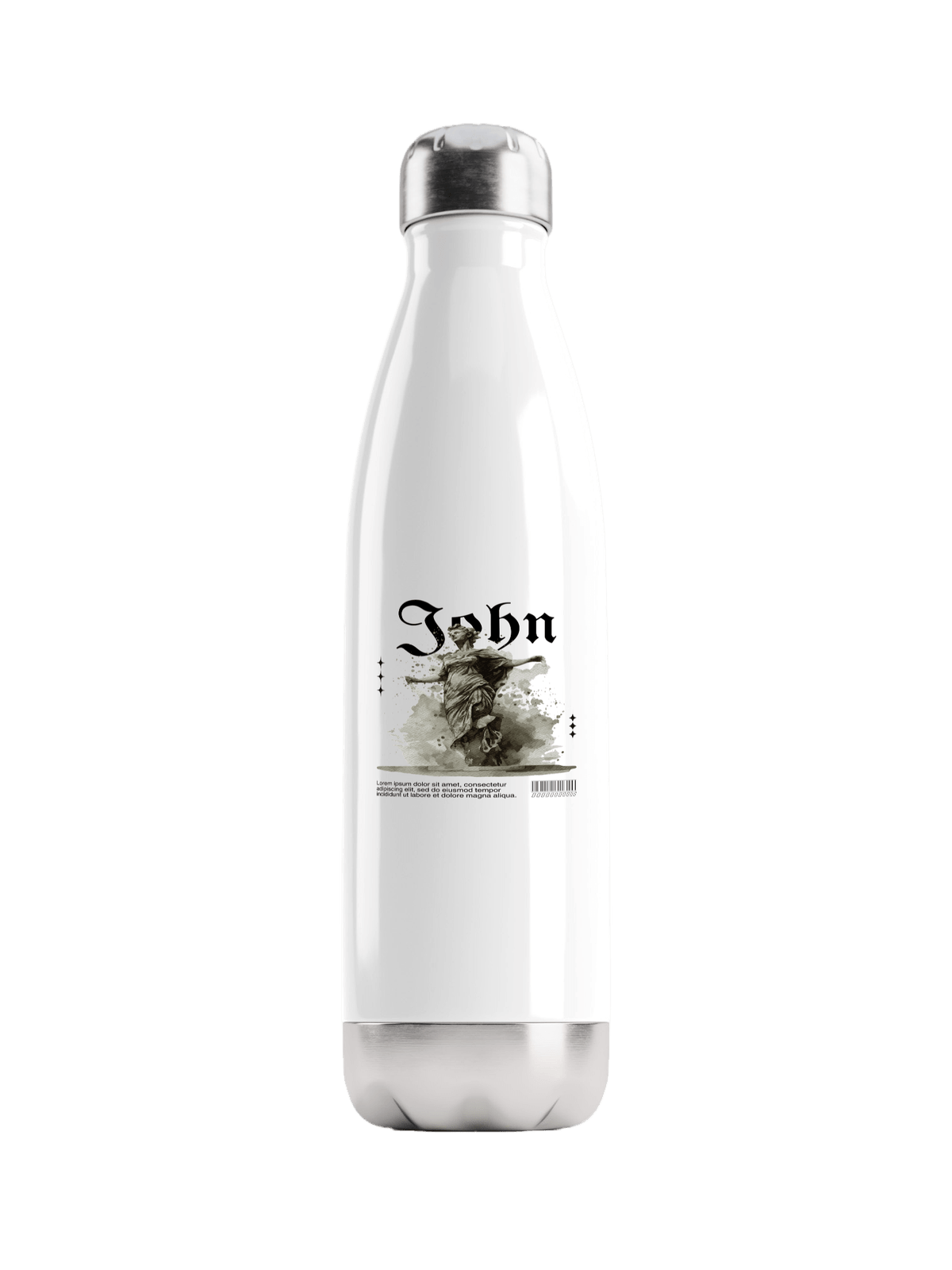 Personalized JOHN Water Bottle with Classical Illustration