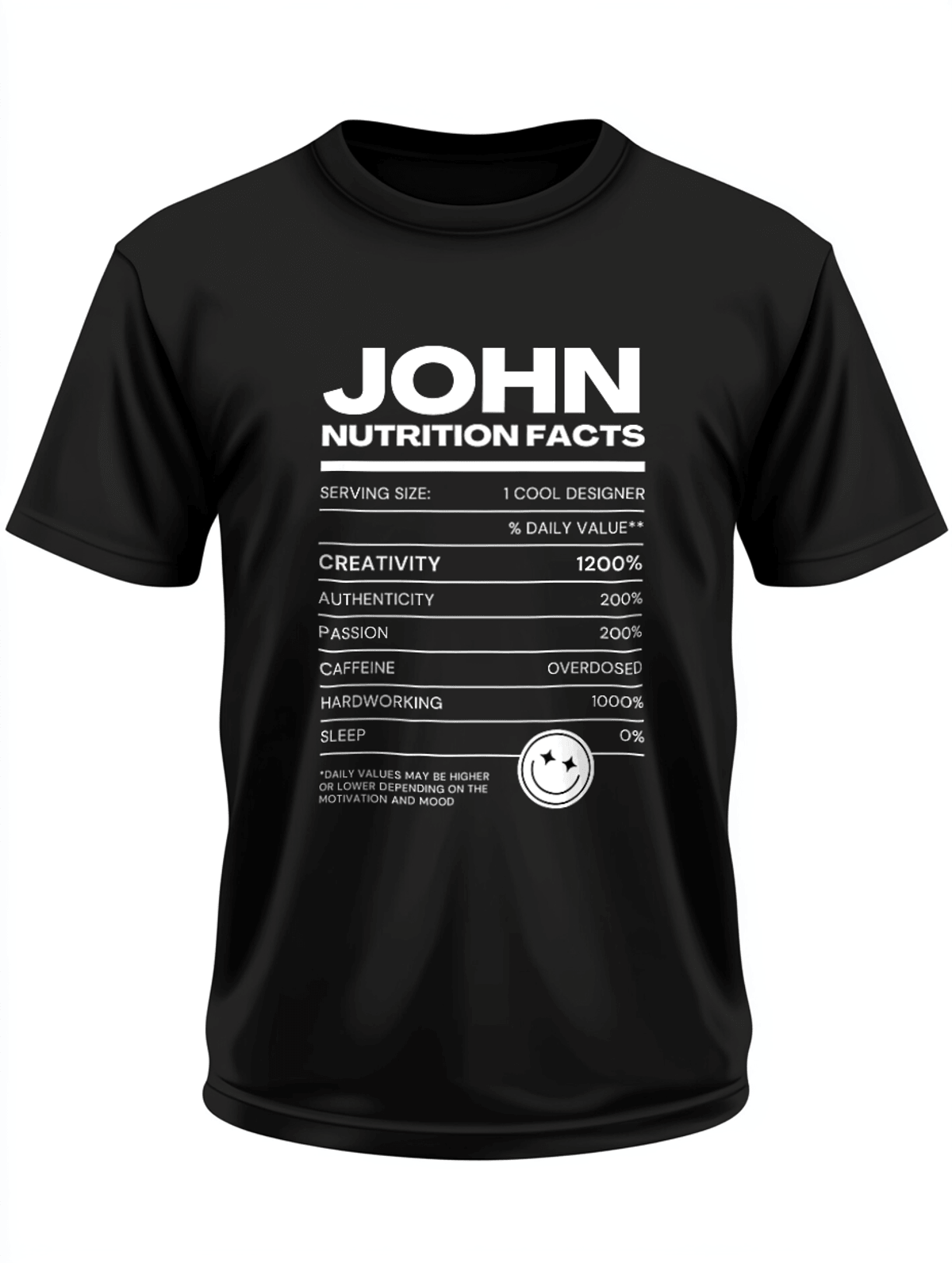 Personalized JOHN Nutrition Facts T-Shirt