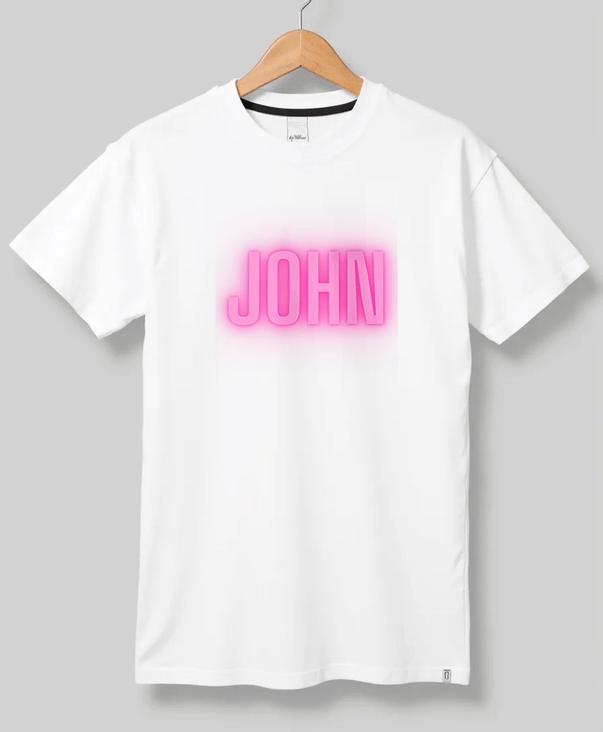 Personalized JOHN Neon-Pink Lettering T-Shirt