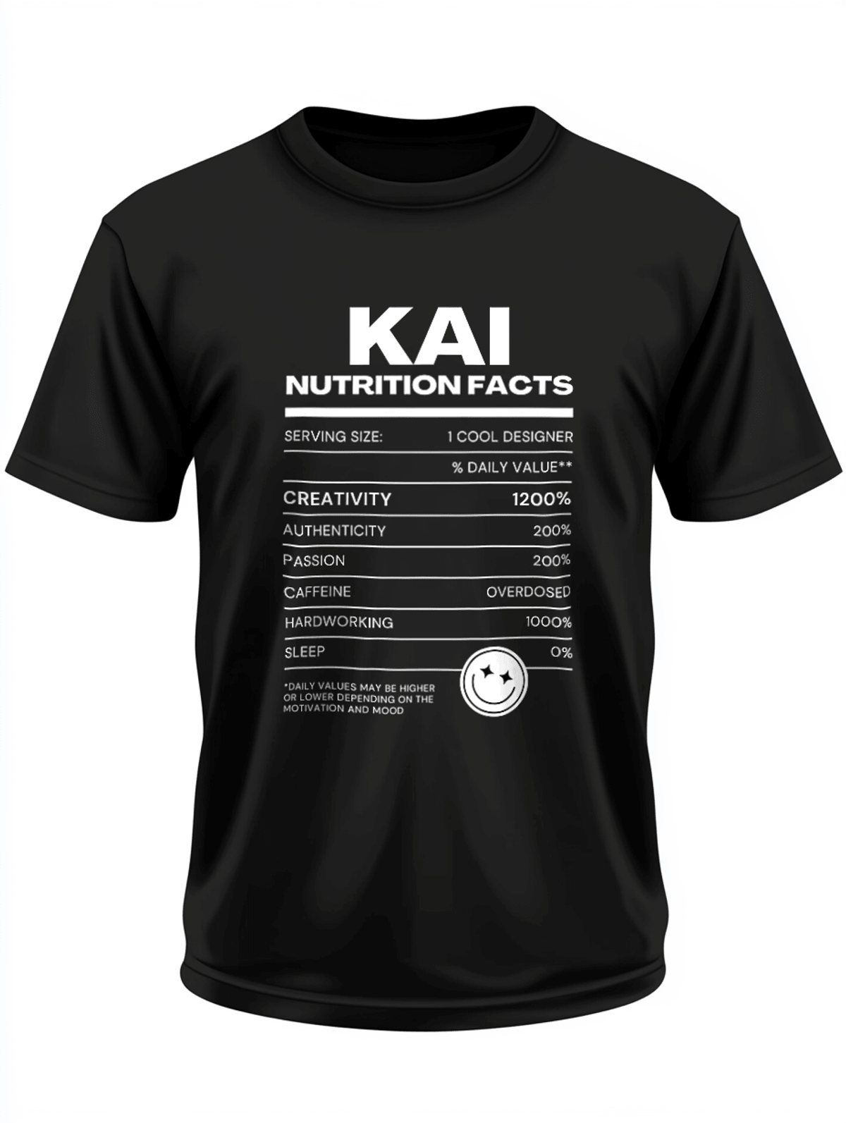 Personalized KAI Nutrition Facts T-Shirt