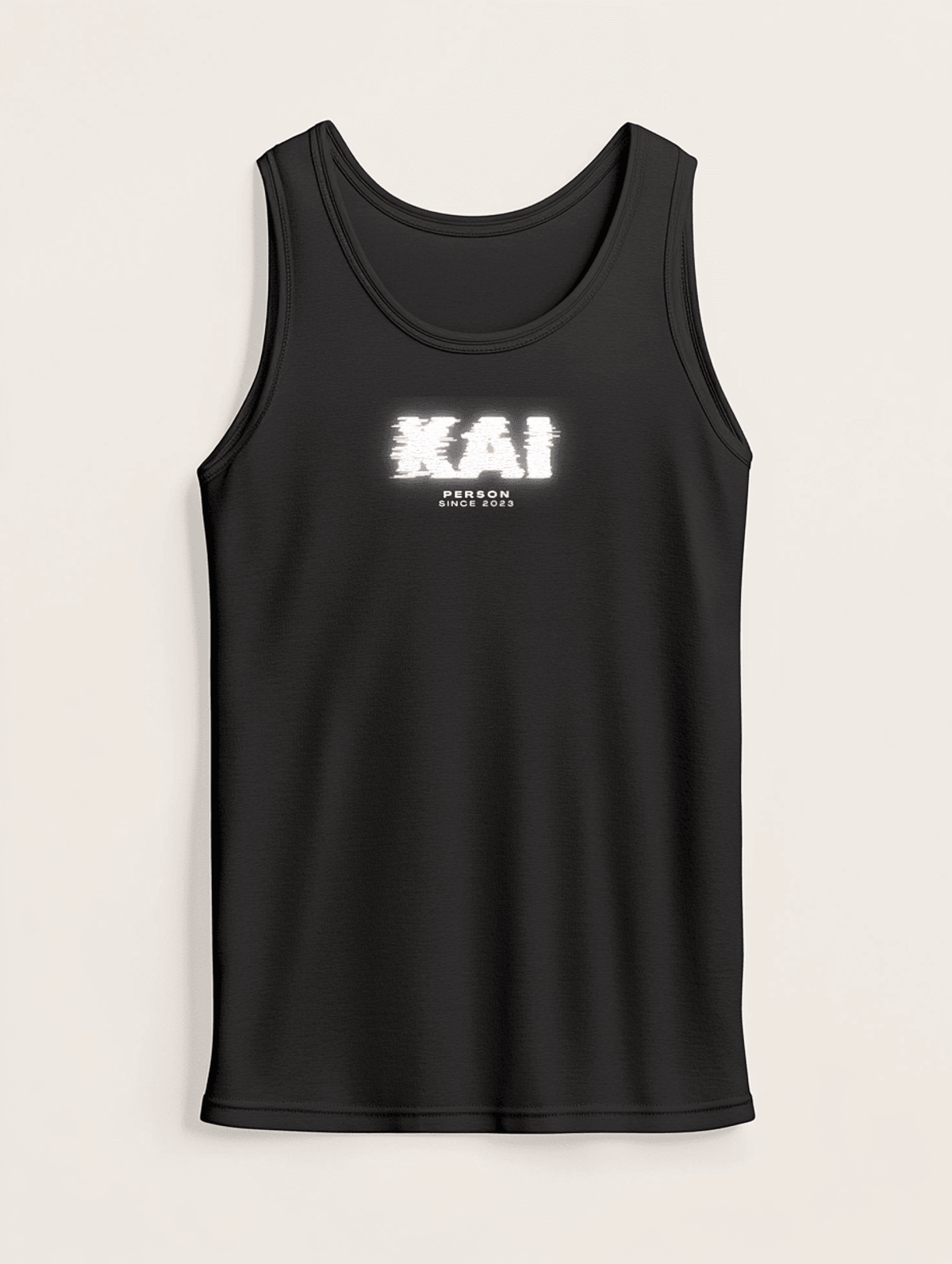 Personalized KAI Distressed Glitch-Effect Tank Top
