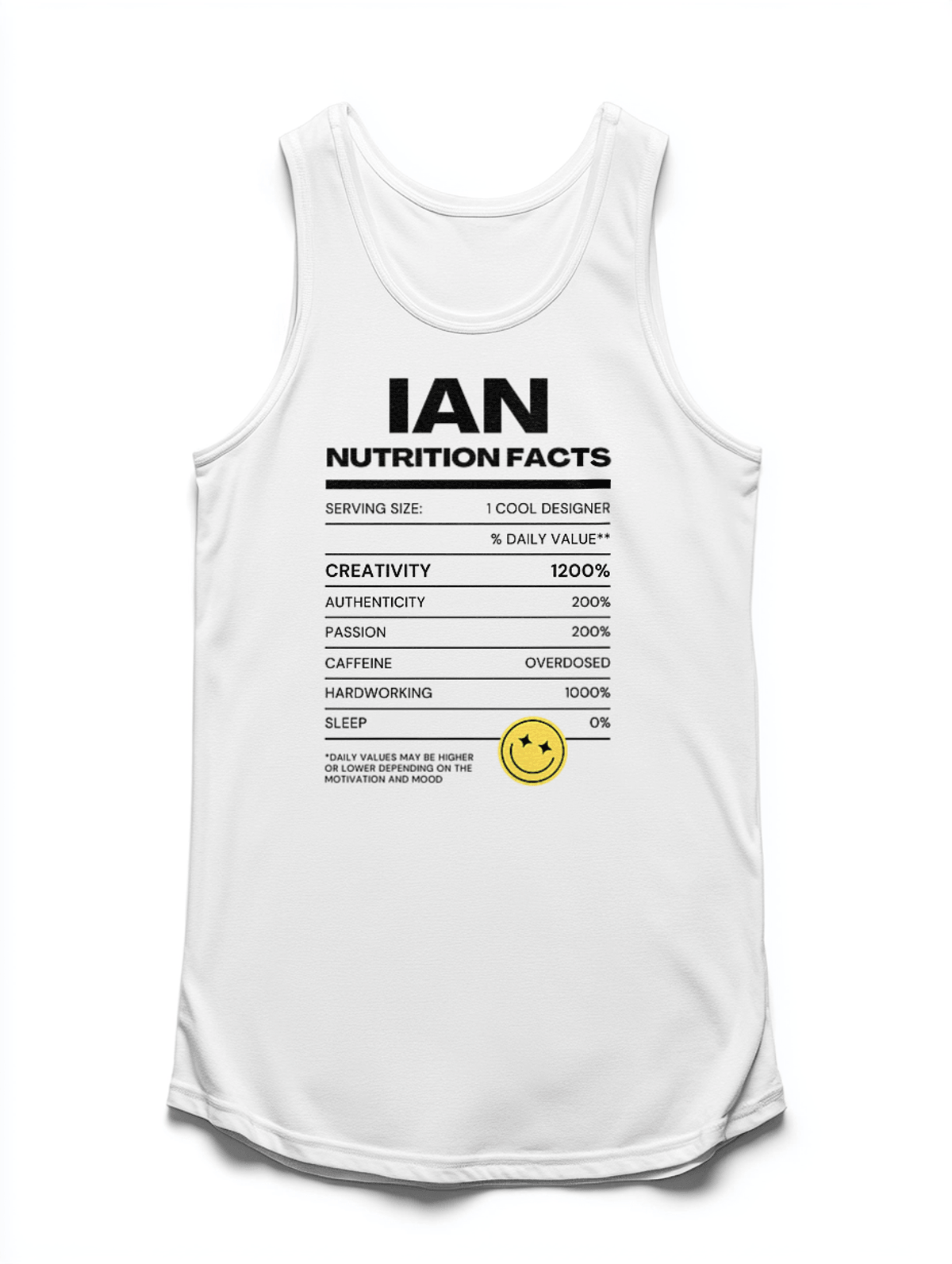 Personalized IAN Nutrition Facts Tank Top