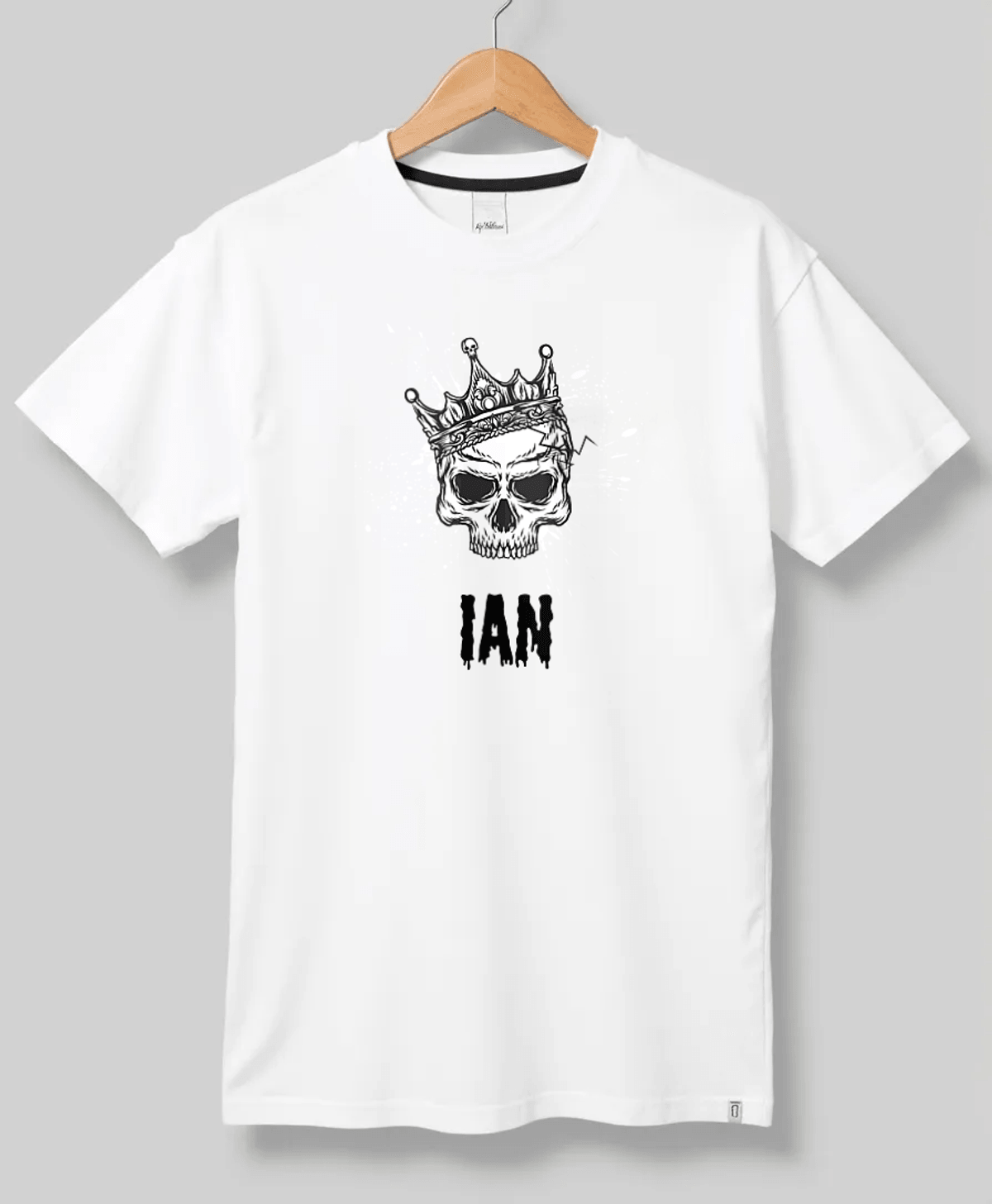 Personalized IAN T-Shirt with Crowned Skull