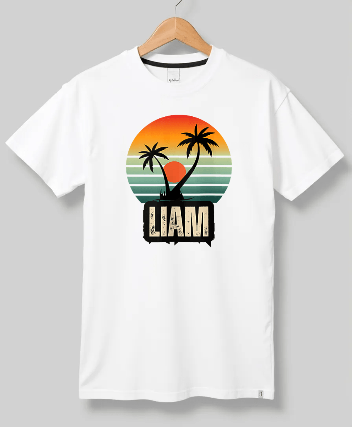 Personalized LIAM Retro Sunset Disk T-Shirt