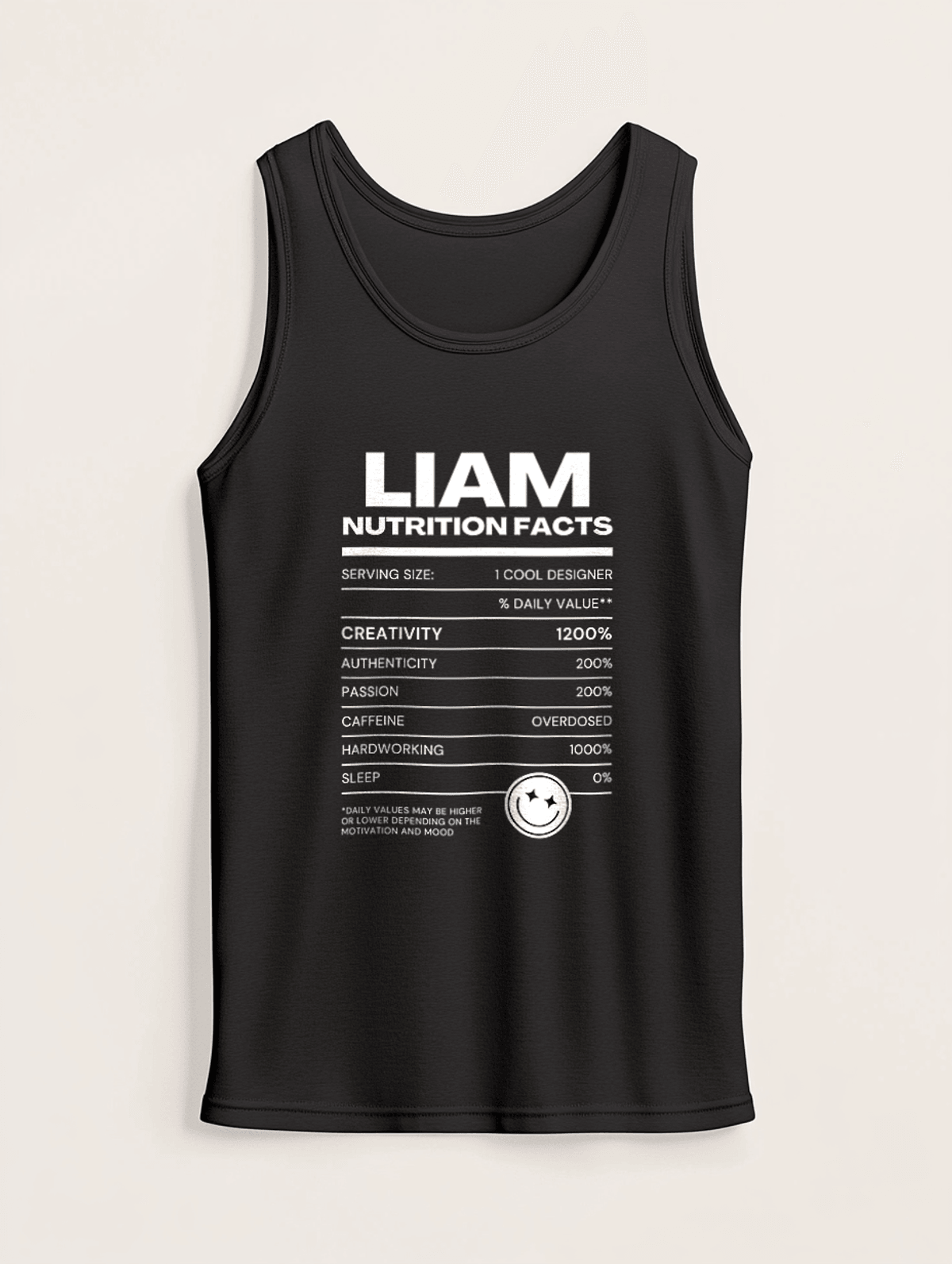 Personalized LIAM Nutrition Facts Tank Top