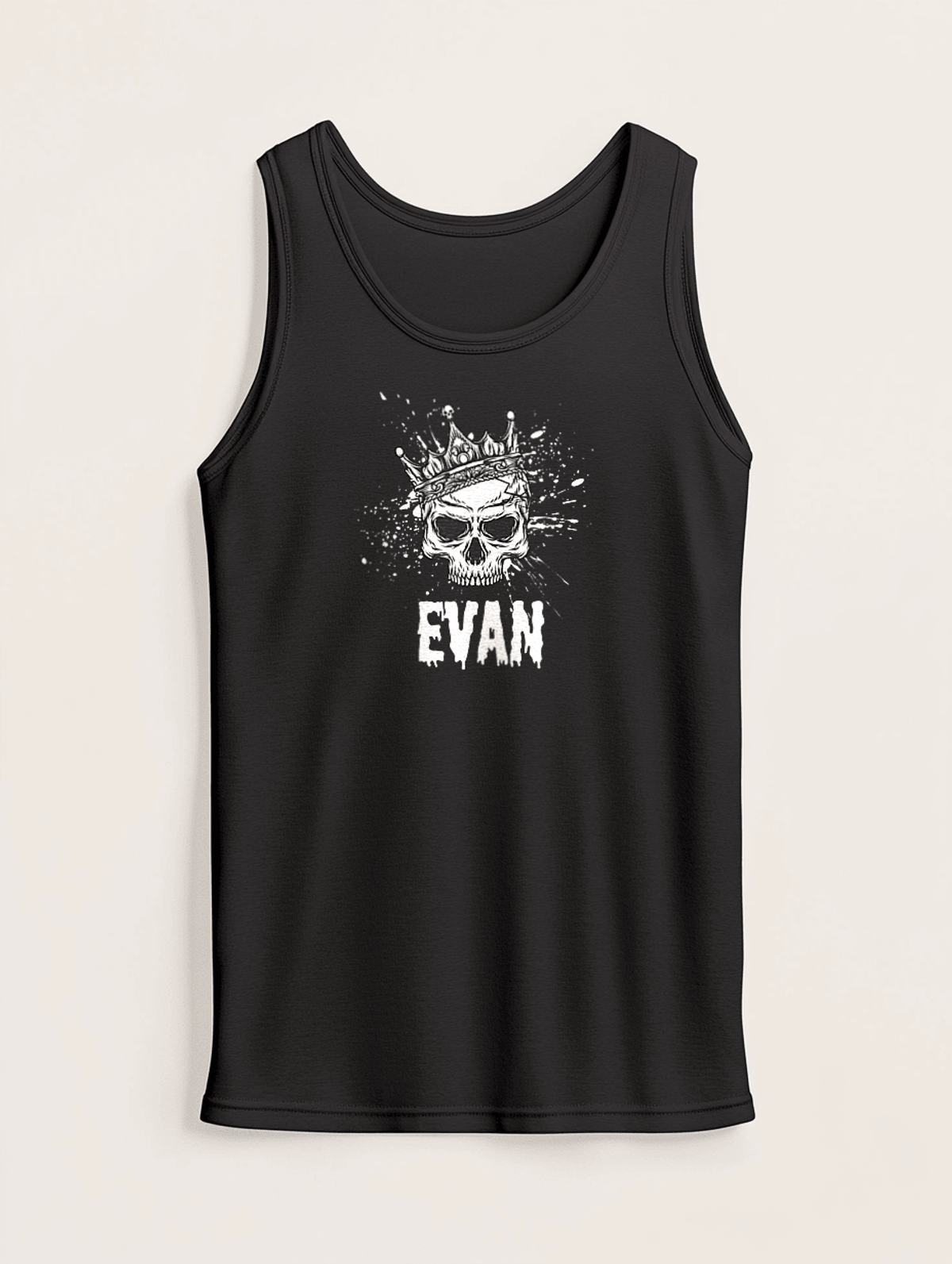 Personalized EVAN Crowned Skull Tank Top