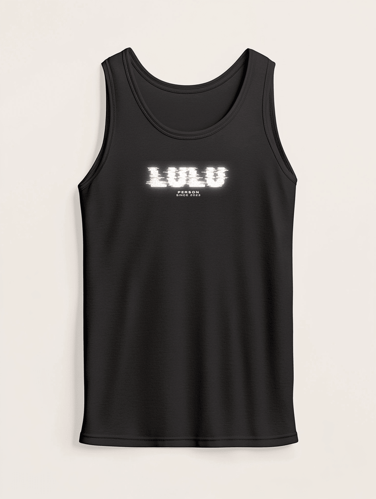 Personalized LULU Distressed Glitch-Effect Tank Top