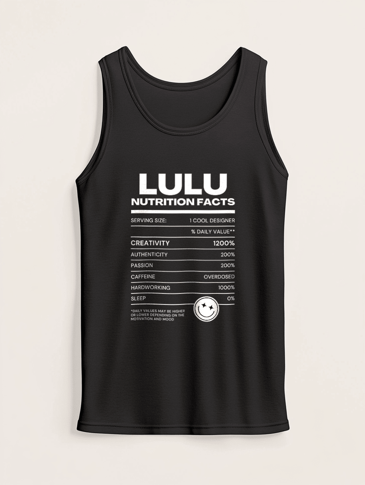 Personalized LULU Nutrition Facts Tank Top