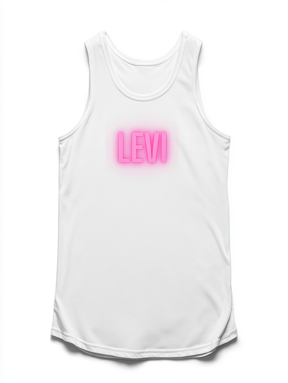 Personalized LEVI Glowing Neon Pink Tank Top
