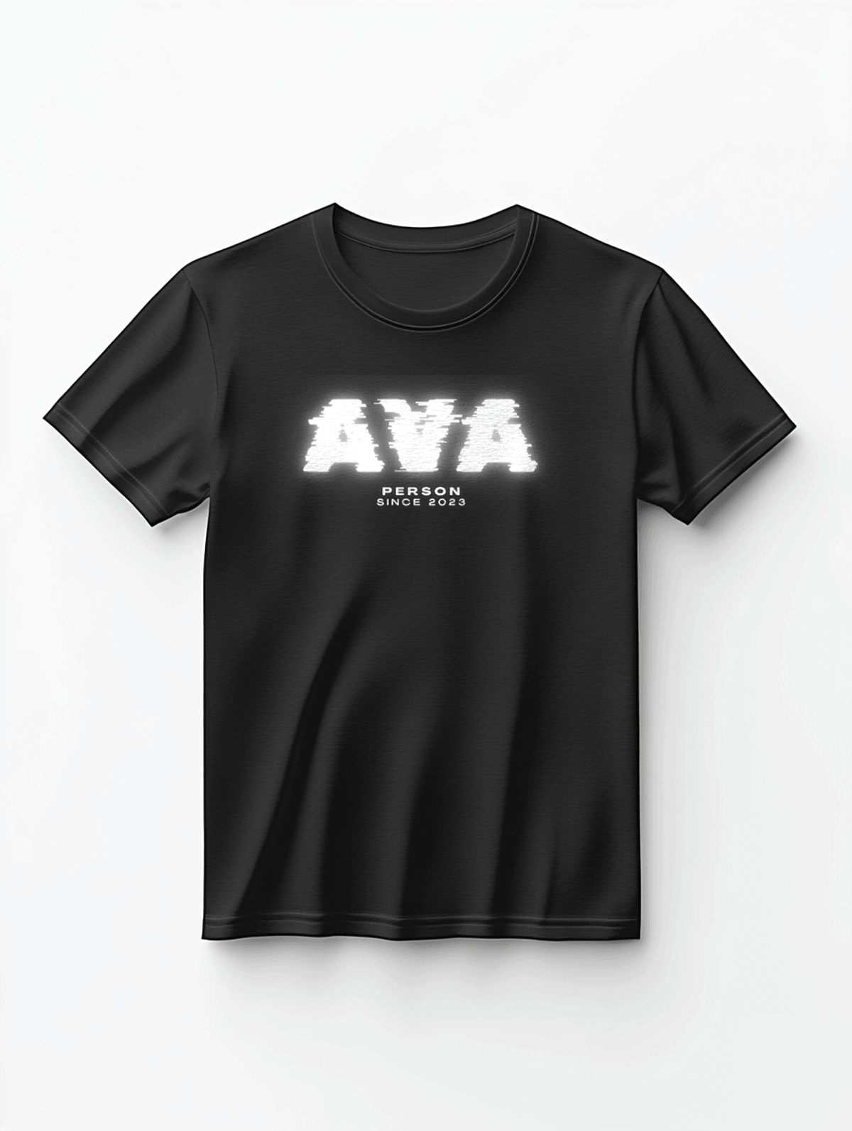 Personalized AVA Distressed Glitch-Style T-Shirt