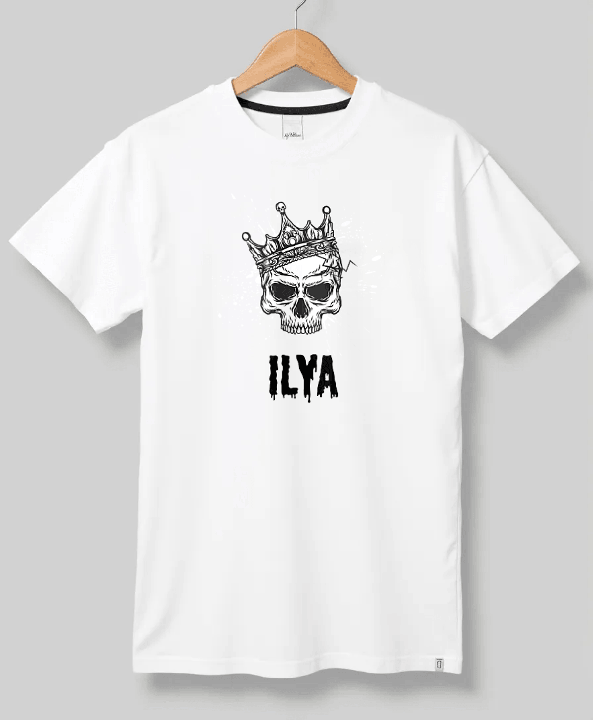 Personalized ILYA T-Shirt with Crowned Skull