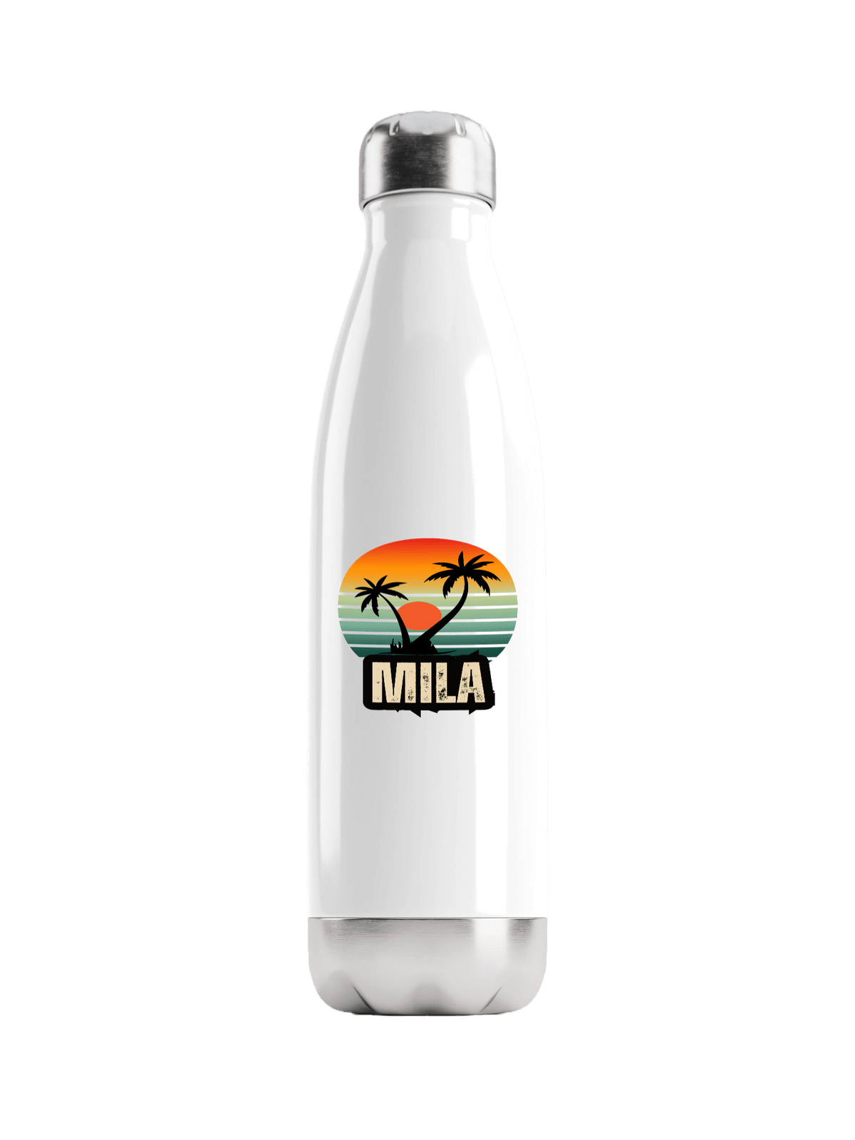 Personalized MILA Water Bottle with Retro Sunset Design