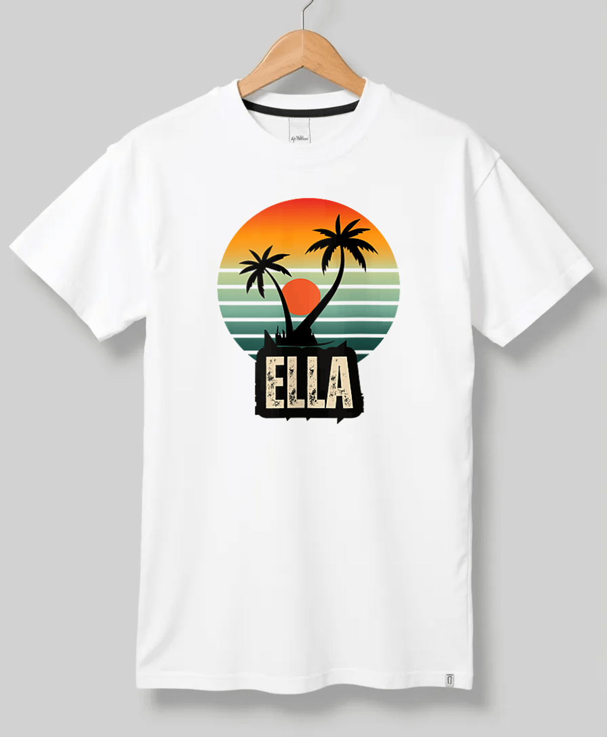Personalized ELLA Retro Sunset Disk T-Shirt