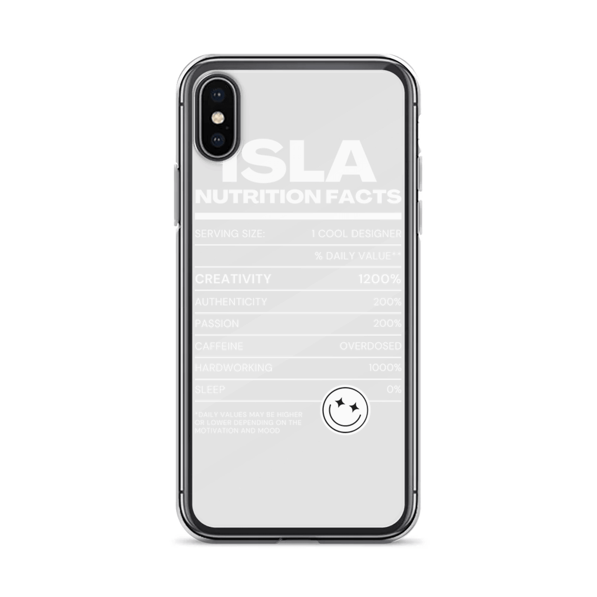 Personalized ISLA Nutrition Facts Phone Case