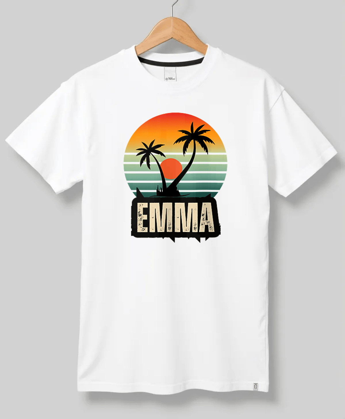 Personalized EMMA Retro Sunset Disk T-Shirt