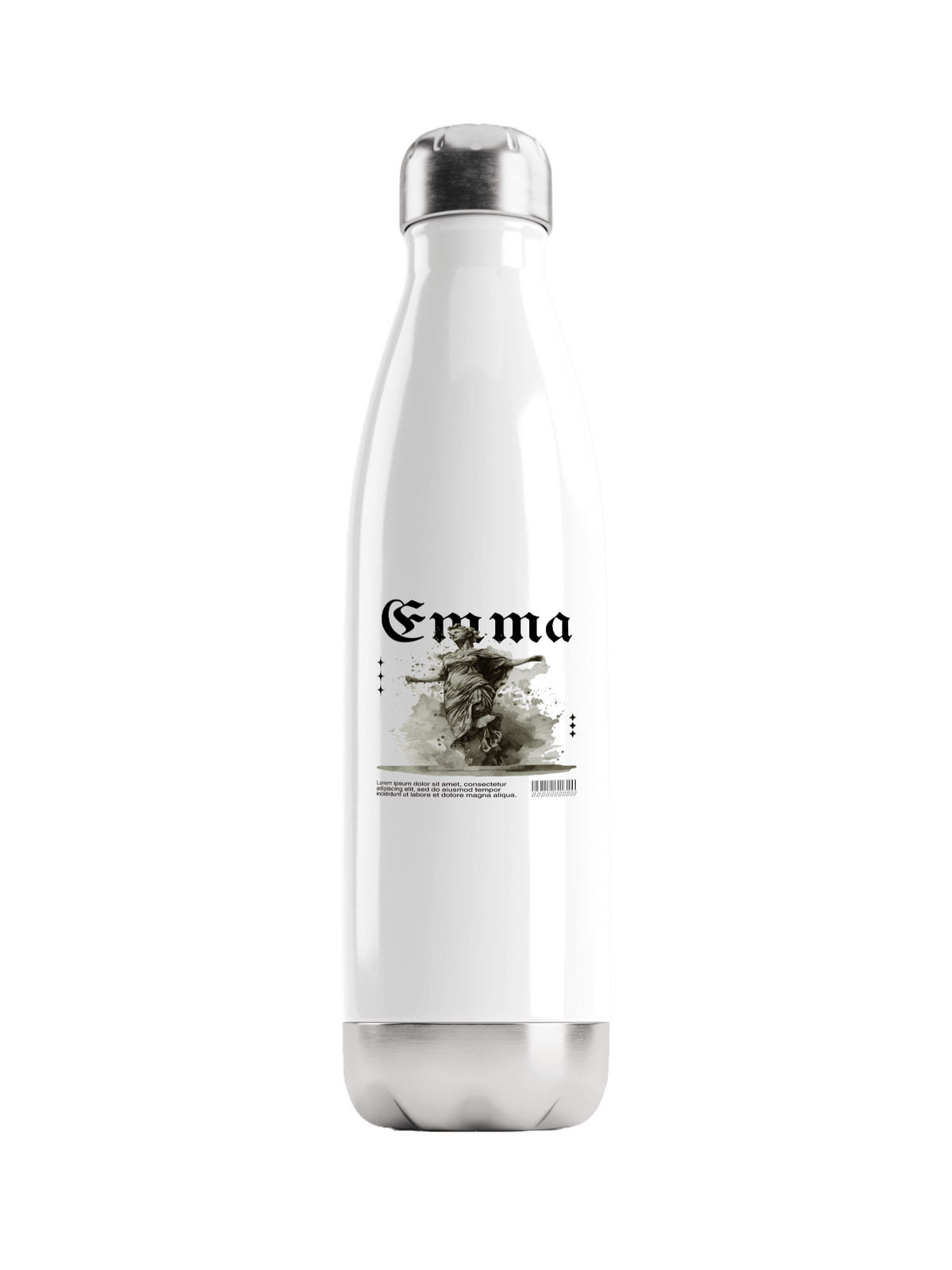 Personalized EMMA Water Bottle with Classical Illustration