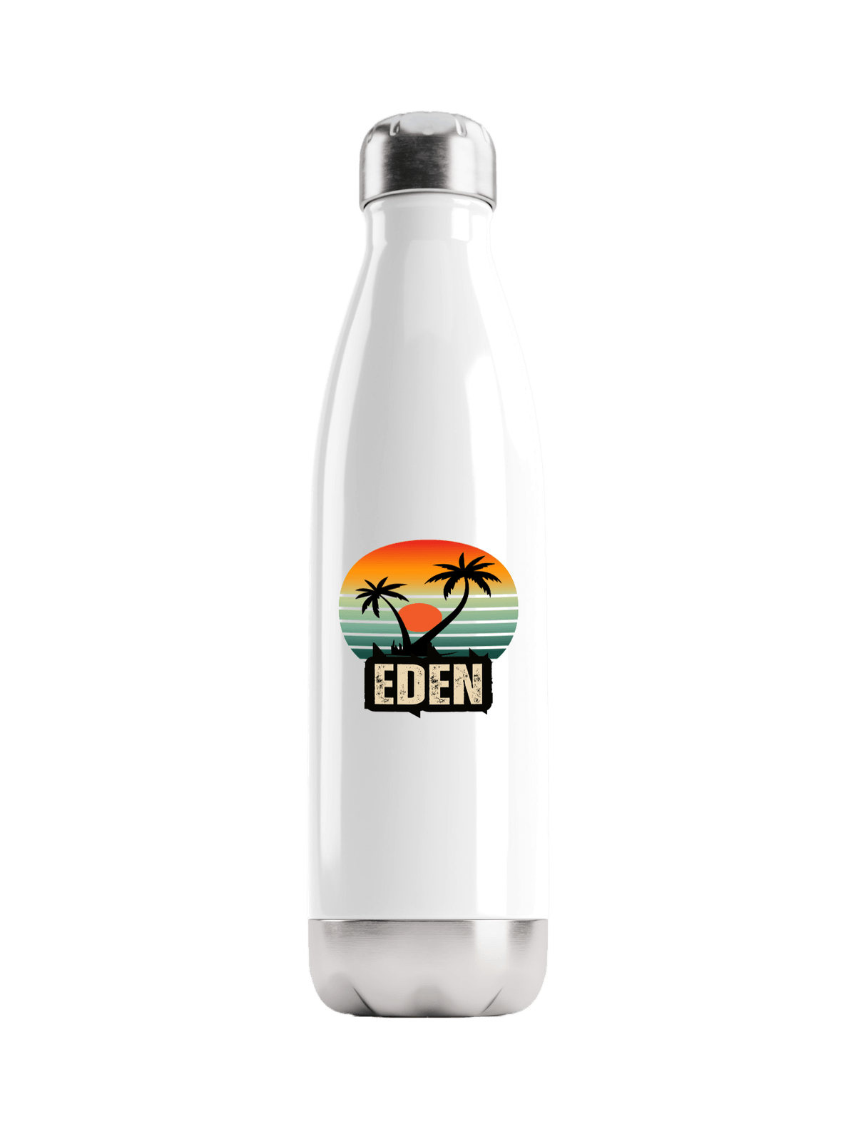 Personalized EDEN Water Bottle with Retro Sunset Design
