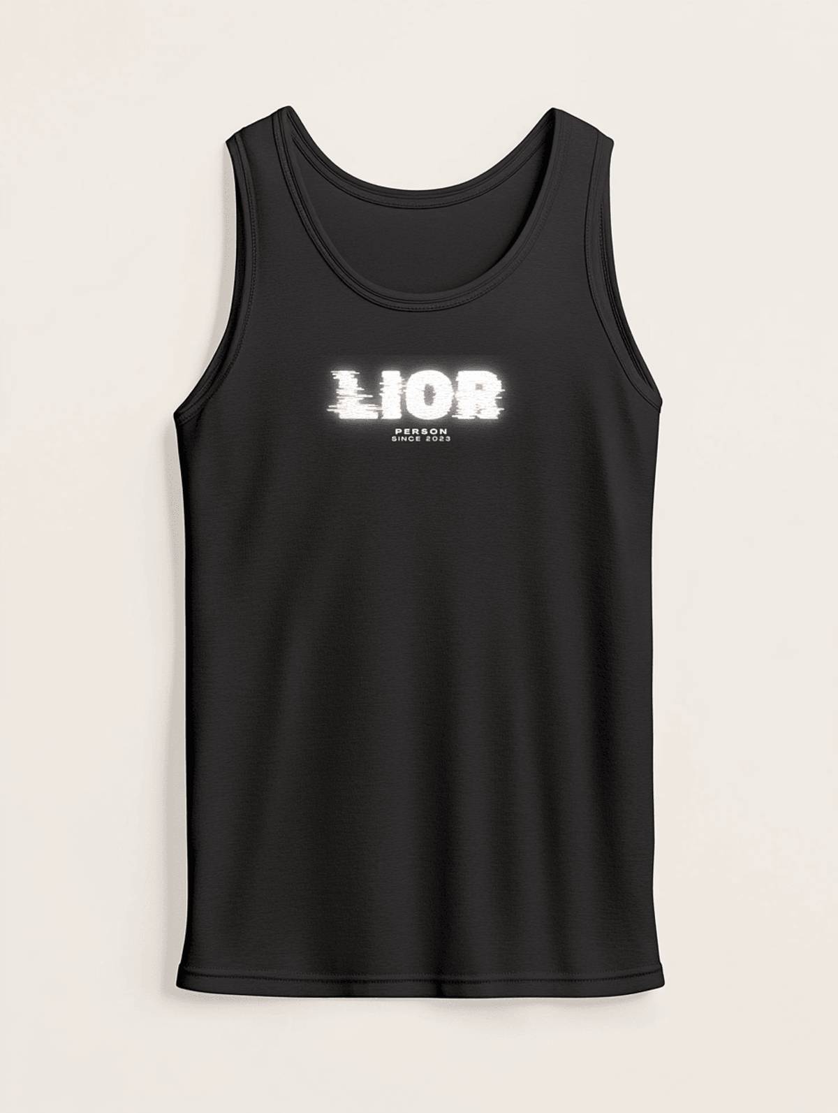 Personalized LIOR Distressed Glitch-Effect Tank Top