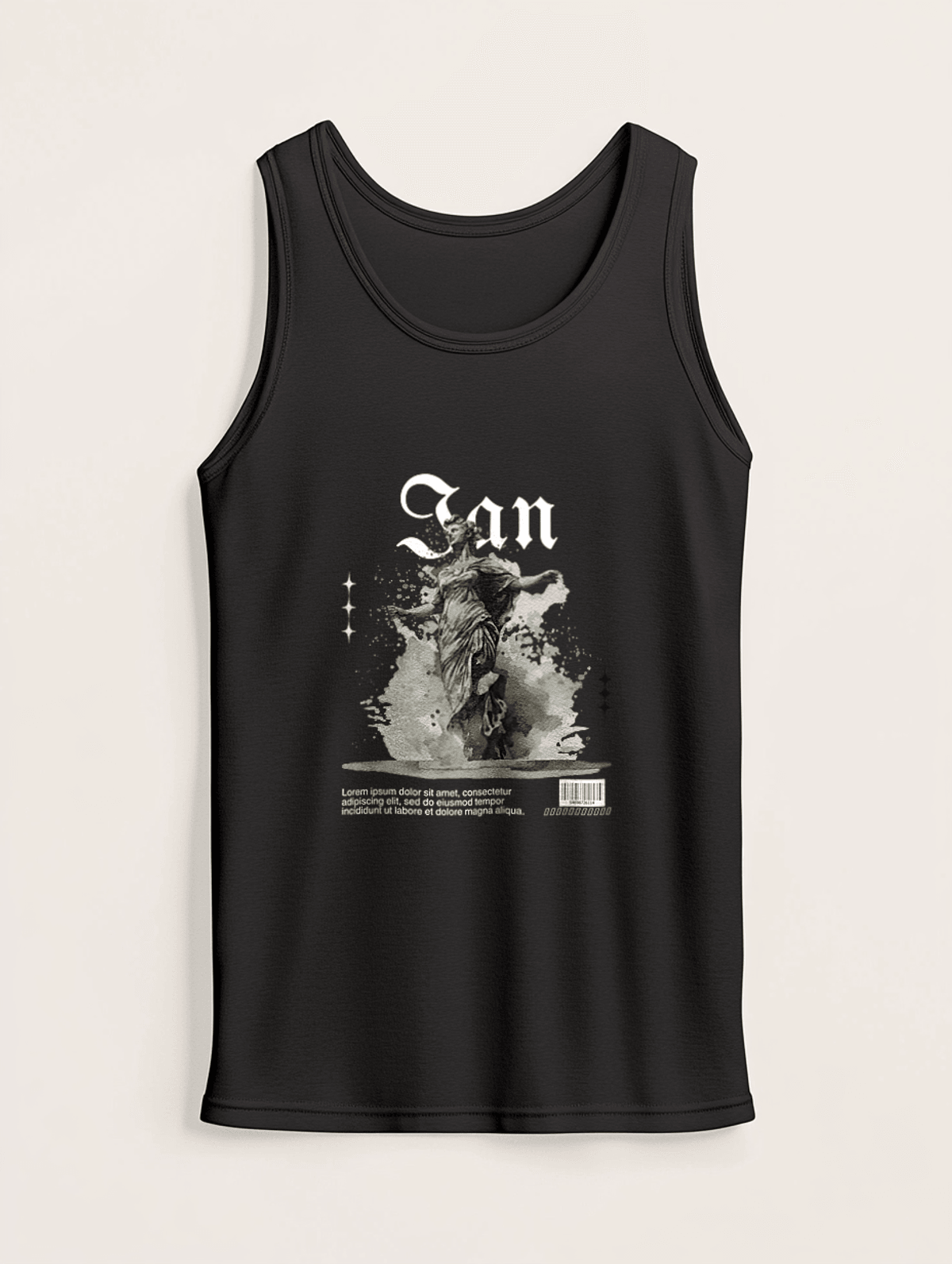 Personalized Black Tank Top with Unique IAN Design