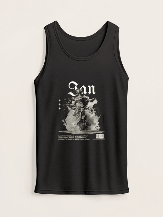 Personalized Black Tank Top with Unique IAN Design