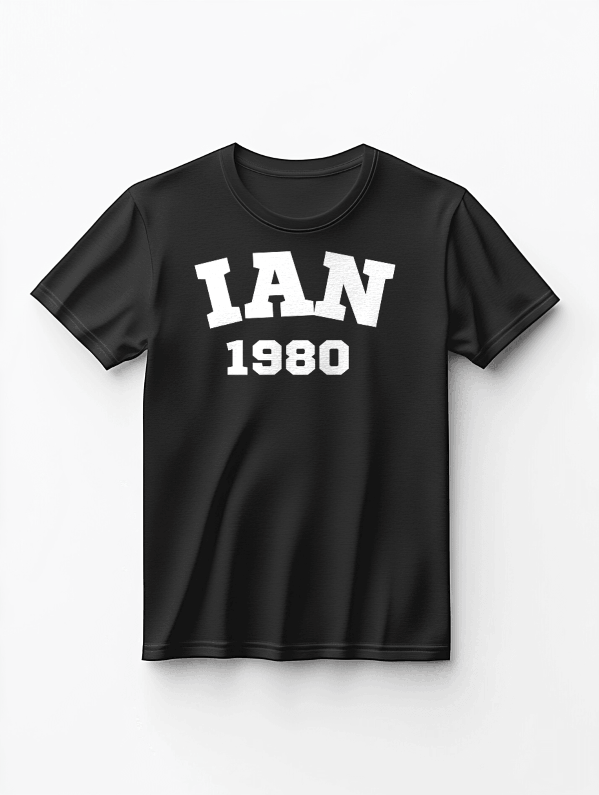Customized IAN 1980 Black T-Shirt Retro Style, Personalized with IAN
