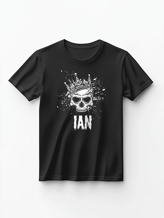 IAN Custom Crowned Skull Black T-shirt - Personalized Style Statement