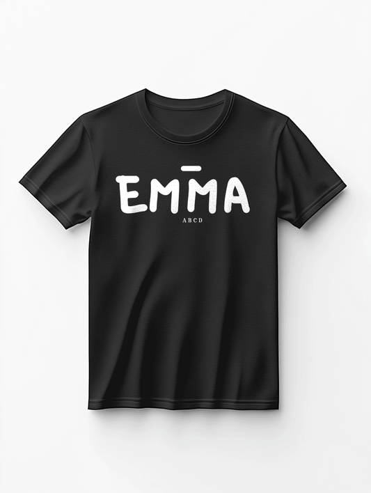 Custom Black T-Shirt with EMMA in Bold White Design