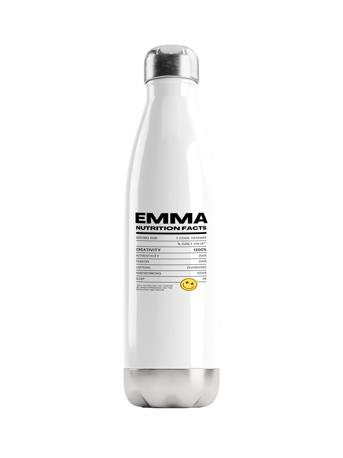 EMMA Personalized Water Bottle - Nutrition Facts Design