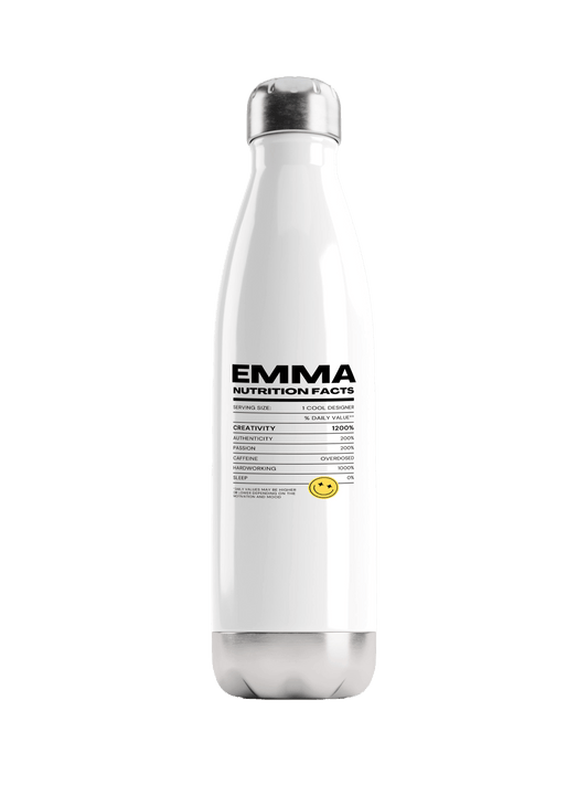EMMA Personalized Water Bottle - Nutrition Facts Design